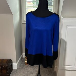 Blue and Black Long Sleeve Top